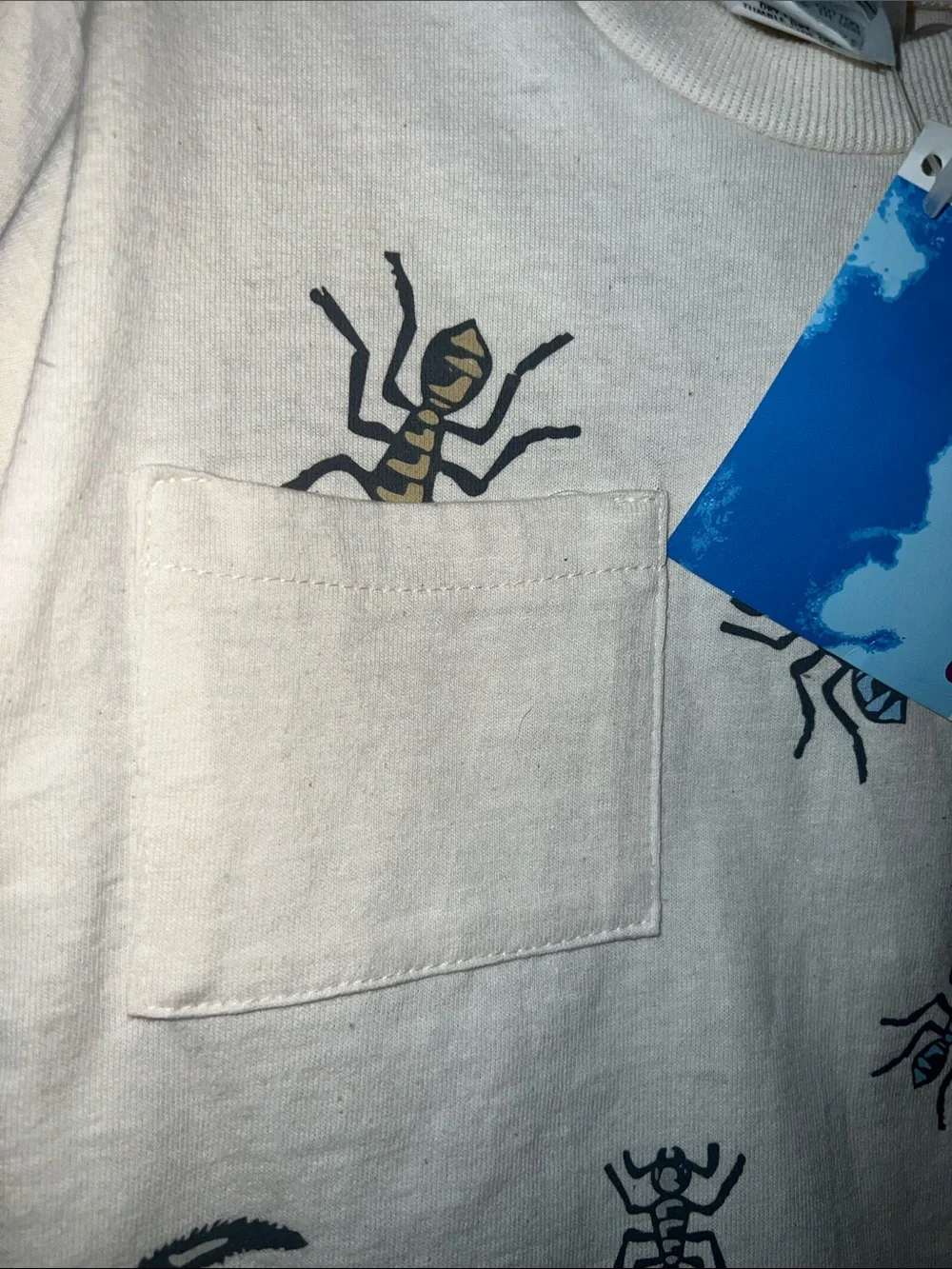 Vintage Kids 2 pc set Long-Sleeve Tee with Bug Print Kahki Cargo/Carpender Pants